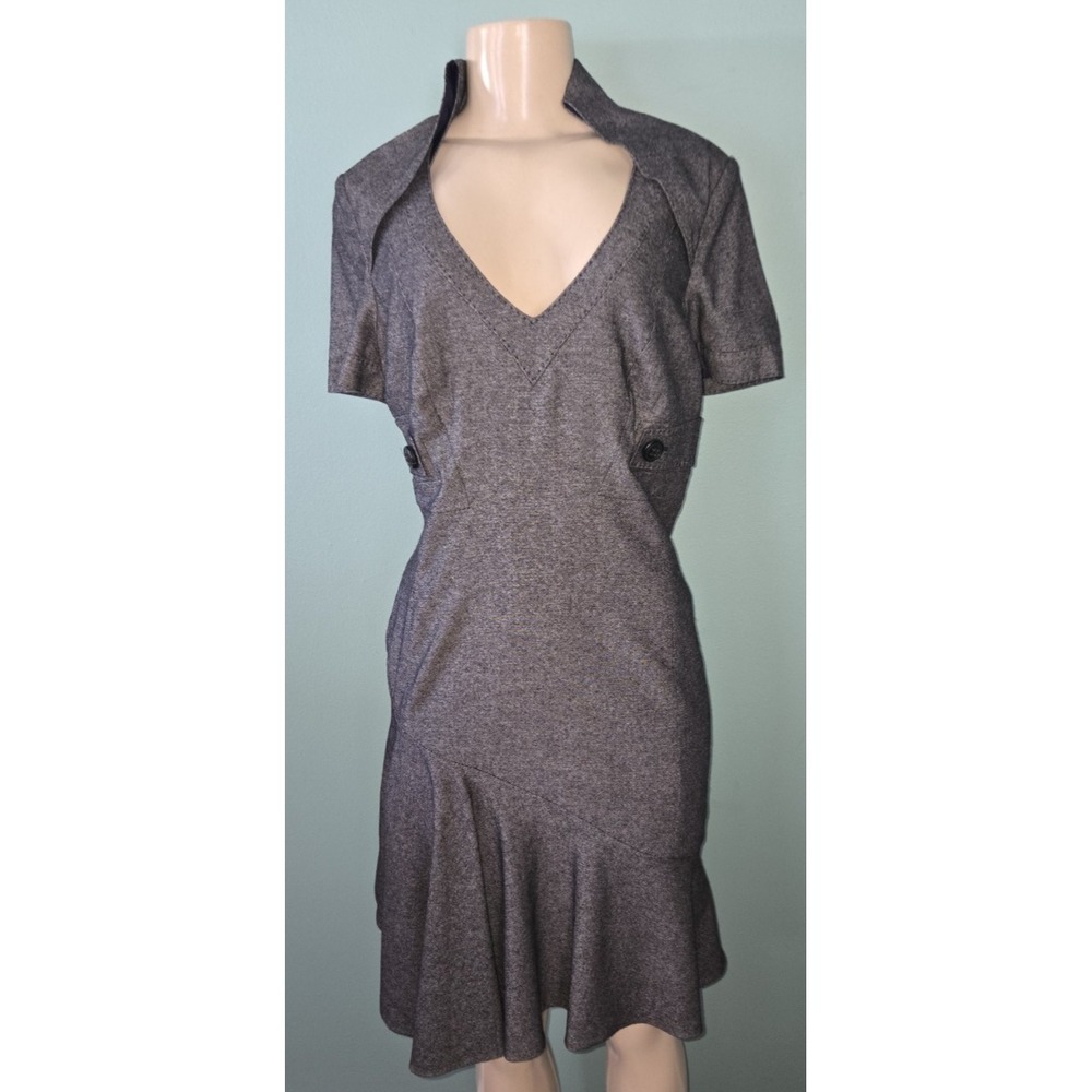 Karen Millen England Black Asymmetrical Hem Lined Dress Size 12
